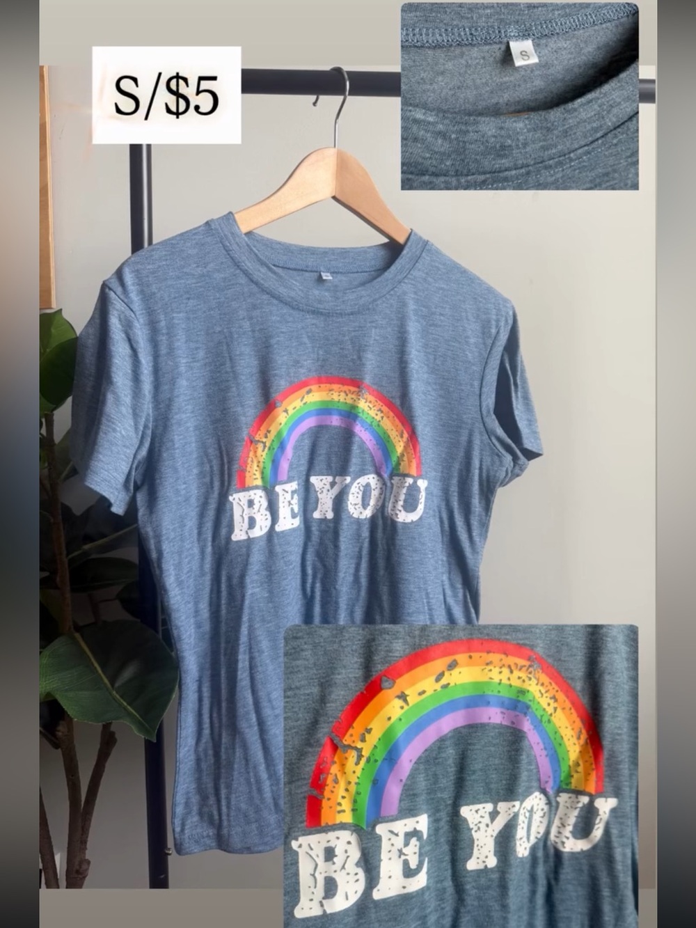 Be You Rainbow Graphic Kids Tee - Blue
